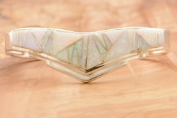 Calvin Begay Fire and Ice Opal Sterling Silver Native American Bracelet